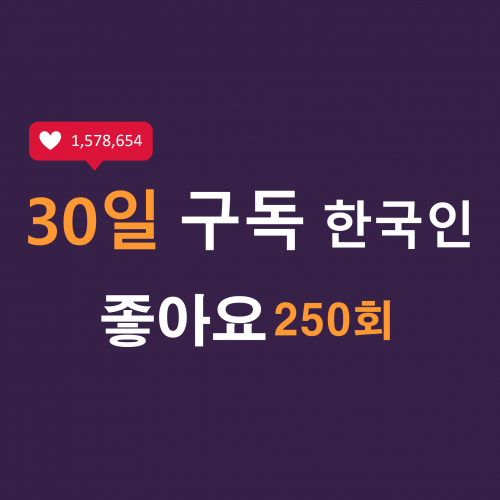 인스타 한국인 좋아요 250회 구독 (30일)