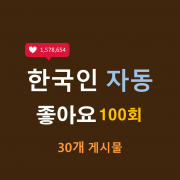 한국인 인스타 자동좋아요 100회 (30개)