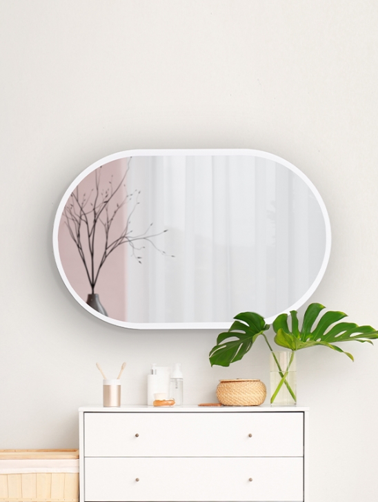 주문품) 화이트 양타원 거울 ( 535 x 825 mm )